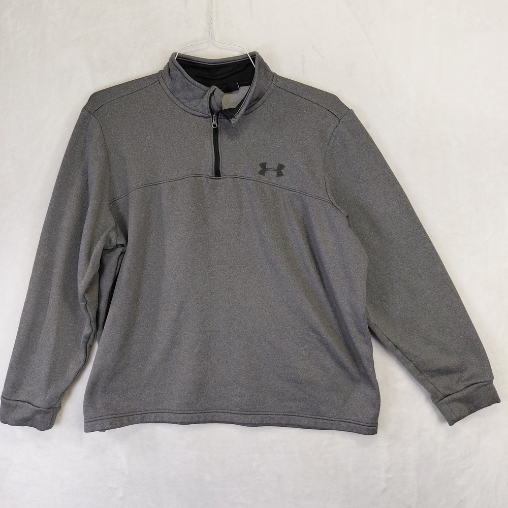 Under Armour Mens ColdGear Gray Heather Quarter Zip Pullover Sweatshirt Large